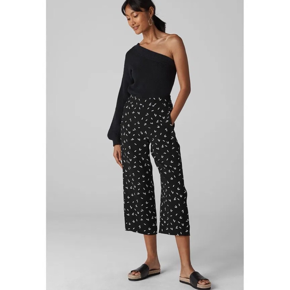 WHISTLES Camilla Wide Leg Crop Trousers Pant Size 10 Black‎